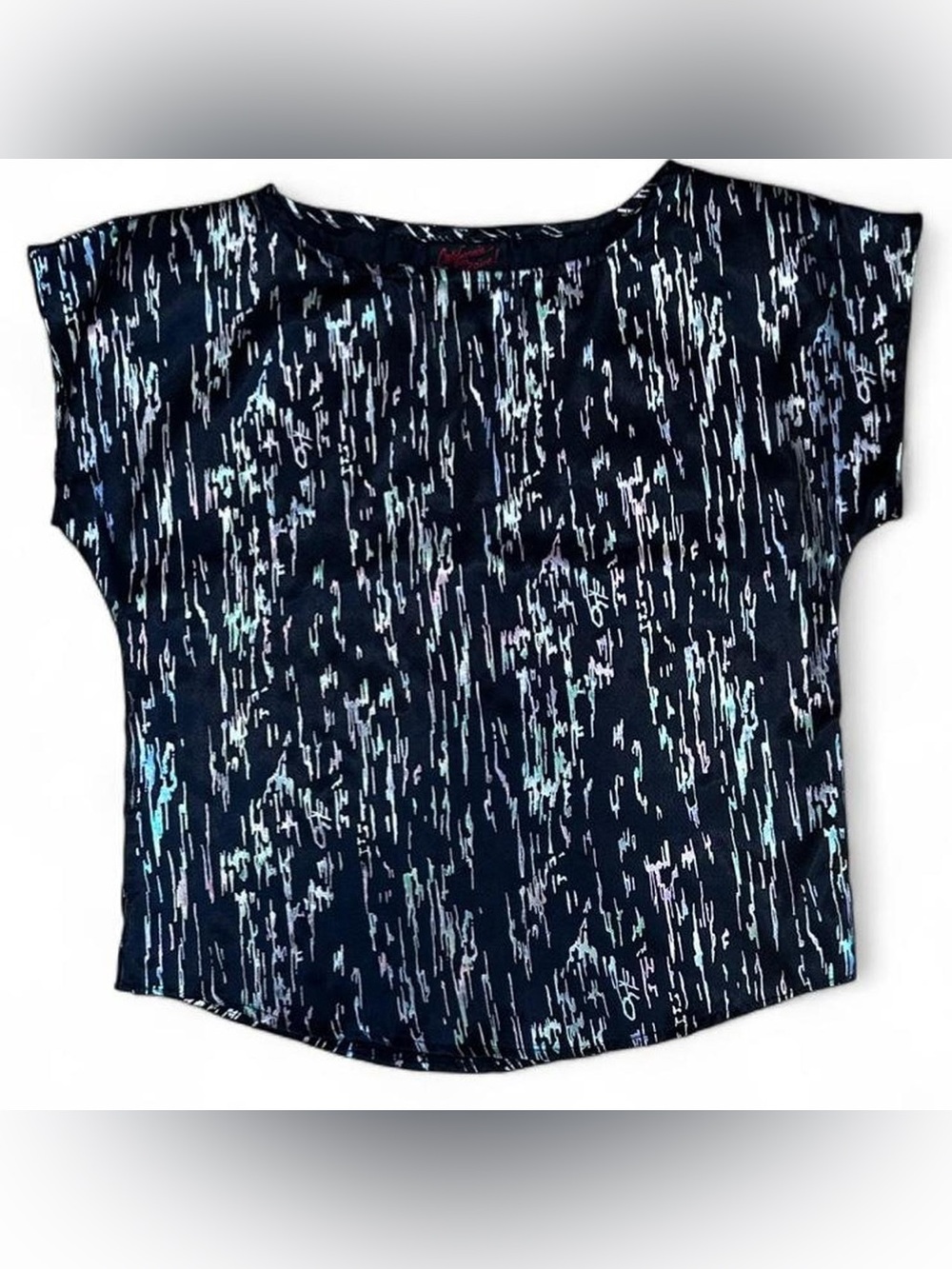 Vintage 80s/90s Iridescent Abstract Scribble Print Top - Size M